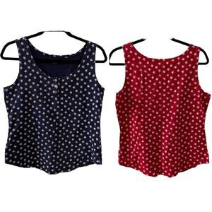 Cable and Gauge ~ Set of 2 ~ Blue/White and Red/White star tank ~ size Large